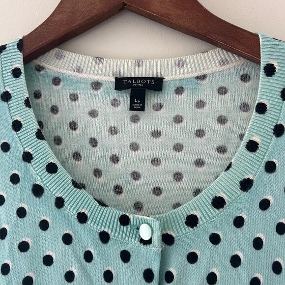 Talbots Polka Dot Button Down Cardigan Sz Large Petite - Picture 3 of 8